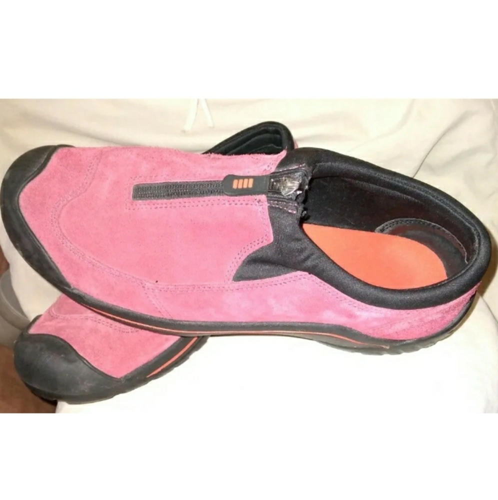 Lands End 322424 Pink Suede All Weather Zip Casual Slip On Loafers Women's 9B - Picture 3 of 6